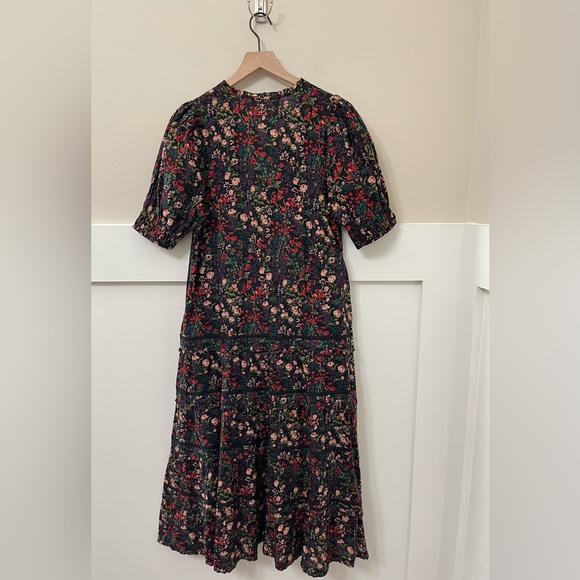 The Great. Yonder Fresh Water Floral Black Multi-Color Midi Dress Size 1 (small) - Picture 6 of 10